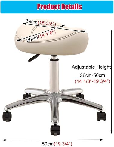 Adjustable Height Saddle Chair for Dental Hygienist and Artists Rolling Stool with 360° Swivel Metal Salon Seat PU Wheel(Black) in Saudi Arabia