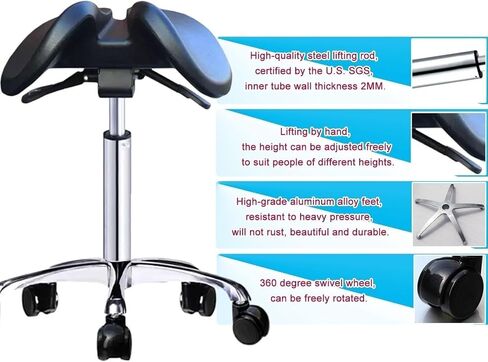 Swivel Chair Office Lift Split Style Saddle Stool, Rotating Hydraulic Medical Rolling Chair, Ergonomic Saddle Chair on Wheels for Dentisit Hair Stylist Height(45) in Kuwait