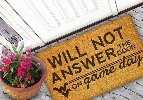 KH Sports Fan West Virginia Mountaineers لن يجيب على Gameday Coir Doormat ، 18 × 30 بوصة ، سجادة في الهواء الطلق في الهواء الطلق ؛ عرض روح فريقك مع ممسحة Wester Virginia Mountaineers الفريدة in Kuwait