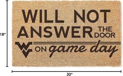 KH Sports Fan West Virginia Mountaineers لن يجيب على Gameday Coir Doormat ، 18 × 30 بوصة ، سجادة في الهواء الطلق في الهواء الطلق ؛ عرض روح فريقك مع ممسحة Wester Virginia Mountaineers الفريدة in Kuwait