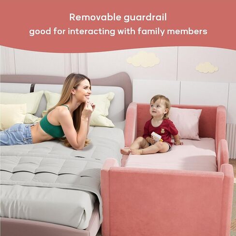 Toddler Bed, Toddler Flood Bed with Extra Safety Broad, Standard Crib Size for Kids, Certified Fabric Toddler Beds, Grey in Saudi Arabia