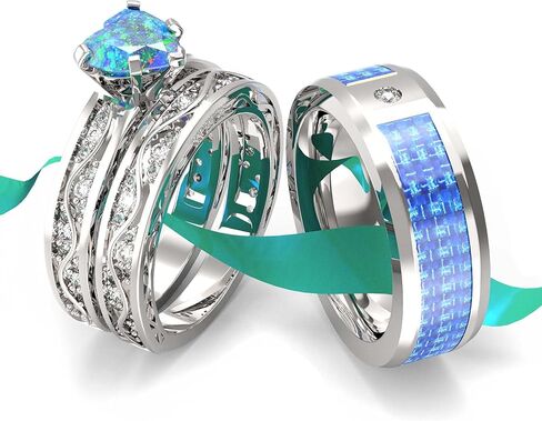 Wedding Ring Sets His And Hers Promise Ring Wedding Ring Sets His And Hers Couples Women 925 Sterling Silver Moissanite Man Sterling Silver Wedding Band in Kuwait