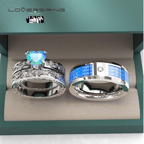 Wedding Ring Sets His And Hers Promise Ring Wedding Ring Sets His And Hers Couples Women 925 Sterling Silver Moissanite Man Sterling Silver Wedding Band in Kuwait