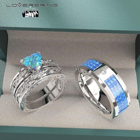 Wedding Ring Sets His And Hers Promise Ring Wedding Ring Sets His And Hers Couples Women 925 Sterling Silver Moissanite Man Sterling Silver Wedding Band in Kuwait