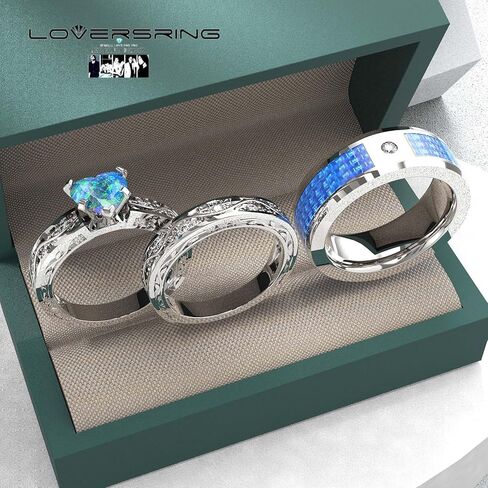 Wedding Ring Sets His And Hers Promise Ring Wedding Ring Sets His And Hers Couples Women 925 Sterling Silver Moissanite Man Sterling Silver Wedding Band in Kuwait