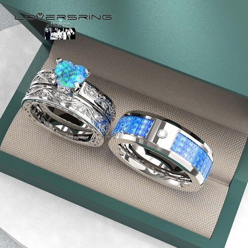 Wedding Ring Sets His And Hers Promise Ring Wedding Ring Sets His And Hers Couples Women 925 Sterling Silver Moissanite Man Sterling Silver Wedding Band in Kuwait