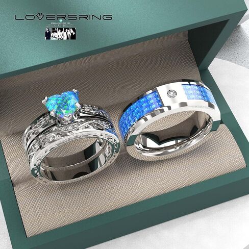 Wedding Ring Sets His And Hers Promise Ring Wedding Ring Sets His And Hers Couples Women 925 Sterling Silver Moissanite Man Sterling Silver Wedding Band in Kuwait