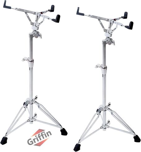 Griffin 2 Pack Tall Snare Drum Stands (Extended XHeight Edition) – Chrome Adjustable Concert Mounts with Basket Clamp – For Practice Pads & Standing Drummers in Saudi Arabia