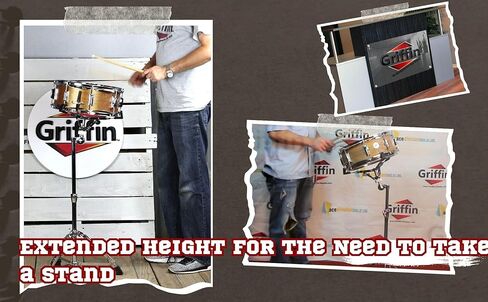 Griffin 2 Pack Tall Snare Drum Stands (Extended XHeight Edition) – Chrome Adjustable Concert Mounts with Basket Clamp – For Practice Pads & Standing Drummers in Saudi Arabia