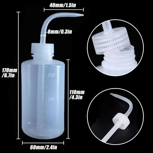 Squeeze Bottles 3-Pack (250ml/8.45oz) Leak-Proof Wash Bottle for Cleaning, Watering & Precision Tasks, LDPE Squirt Bottles with Angled Nozzle & Measurement Scale in Saudi Arabia
