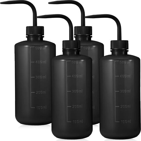 Nuogo 4 PCS 500 ML الوشم غسل زجاجة الماء زجاجة زجاجة المختبر زجاجات لملحقات الرموش ، لوازم الوشم ، التنظيف ، سقي عصاري (أسود) in Saudi Arabia