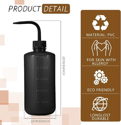 Nuogo 4 PCS 500 ML الوشم غسل زجاجة الماء زجاجة زجاجة المختبر زجاجات لملحقات الرموش ، لوازم الوشم ، التنظيف ، سقي عصاري (أسود) in Saudi Arabia