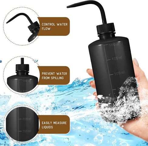 Nuogo 4 PCS 500 ML الوشم غسل زجاجة الماء زجاجة زجاجة المختبر زجاجات لملحقات الرموش ، لوازم الوشم ، التنظيف ، سقي عصاري (أسود) in Saudi Arabia