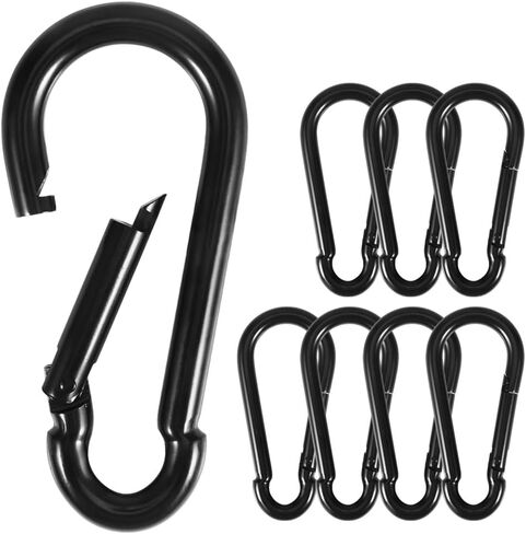 Picowe 4 Inch Heavy Duty Stainless Steel Spring Snap Hooks, 4 PCS Large Carabiner Clip 800 LBS Capacity for Indoor & Outdoor, Hammock, Swing, Camping, Fishing, Hiking (Black) in Kuwait