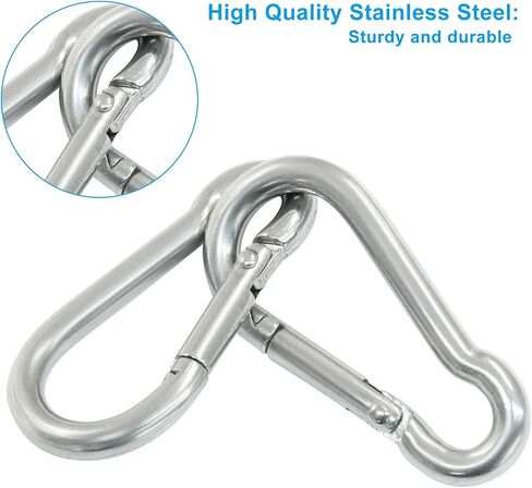 10 PCS Spring Snap Hooks Hight Duty ، M4/1.57 بوصة مقطع من الفولاذ المقاوم للصدأ المقاوم للصدأ ، للنشاط الداخلي والخارجي ، والتخييم ، وصيد الأسماك ، والمشي (الفضة) in Saudi Arabia