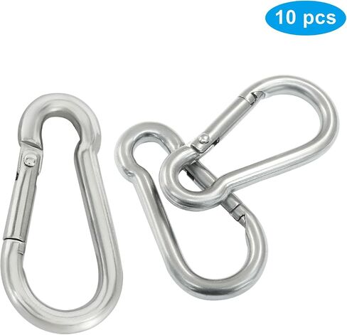 10 PCS Spring Snap Hooks Hight Duty ، M4/1.57 بوصة مقطع من الفولاذ المقاوم للصدأ المقاوم للصدأ ، للنشاط الداخلي والخارجي ، والتخييم ، وصيد الأسماك ، والمشي (الفضة) in Saudi Arabia