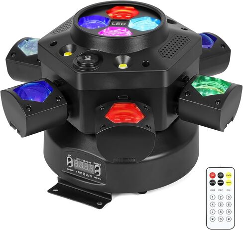 Moving Head DJ Lights-150W LED Stage Light 6 Arms Beam 4-in-1 RGBW,Red Green Starlight and White Amber Flashing Lights, Bee Eye Effect,DMX Controlled&Remote for DJ Stage/Parties/Disco/Dlubs/Weddings in Saudi Arabia