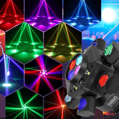 Moving Head DJ Lights-150W LED Stage Light 6 Arms Beam 4-in-1 RGBW,Red Green Starlight and White Amber Flashing Lights, Bee Eye Effect,DMX Controlled&Remote for DJ Stage/Parties/Disco/Dlubs/Weddings in Saudi Arabia