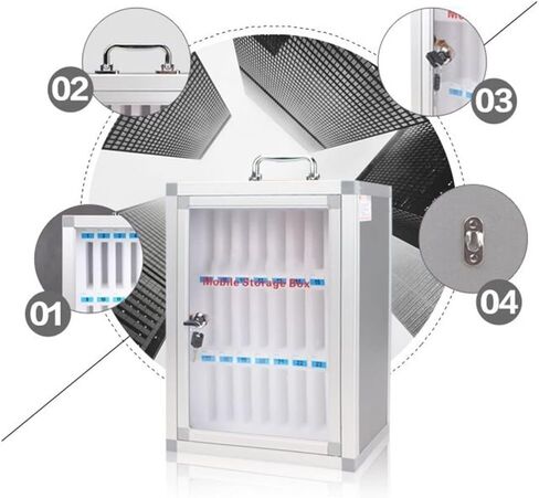 مربع تخزين الهاتف المحمول للموظفين - خزانة تخزين سطح المكتب الشفافة مع 60 مقصودات لتخزين الهاتف المحمول الآمن in Kuwait