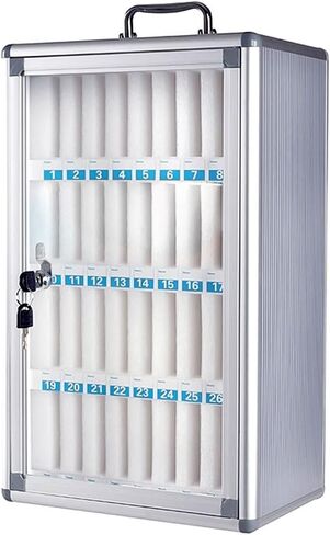 خزانة تخزين الهاتف الخليوي للفصول الدراسية - صندوق تخزين الهاتف القابل للقفل مثبت على الجدار مع 12/24/36/48/60 فتحات in Kuwait