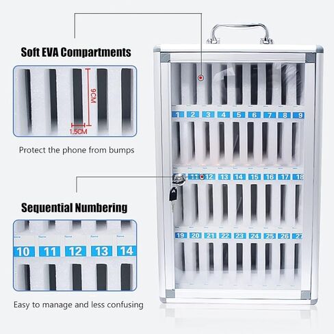 خزانة تخزين الهاتف الخليوي للفصول الدراسية - صندوق تخزين الهاتف القابل للقفل مثبت على الجدار مع 12/24/36/48/60 فتحات in Kuwait