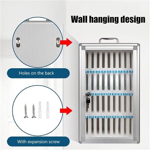 خزانة تخزين الهاتف الخليوي للفصول الدراسية - صندوق تخزين الهاتف القابل للقفل مثبت على الجدار مع 12/24/36/48/60 فتحات in Kuwait