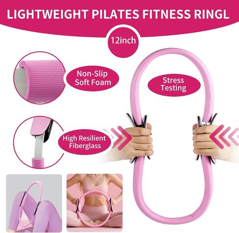 8pcs Pilates Ring Set,Pilates Exercise Equipment Set with 6-Tube Pedal Resistance Band 5Pcs Resistance Bands Open-Back Fitness Figure for Strength Flexibility Stability and Body Toning in Saudi Arabia