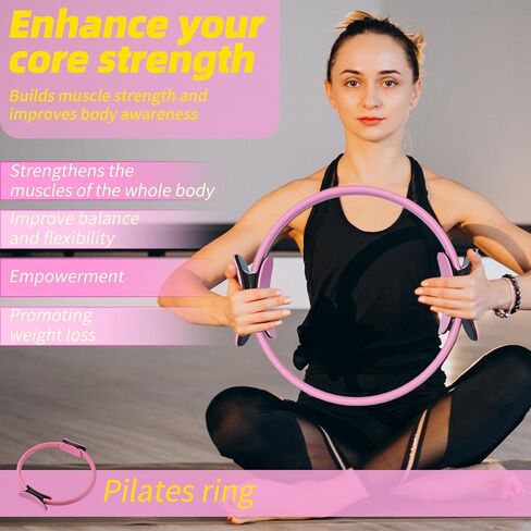 Pilates Essentials Kit for Women, Home Pilates Kit – 12" Pilates Ring, 9" Pilates Ball, Stretching Strap, 5 Resistance Bands, Yoga Socks, Pilates Kit for Home Workouts, Core Strength & Flexibility in Kuwait