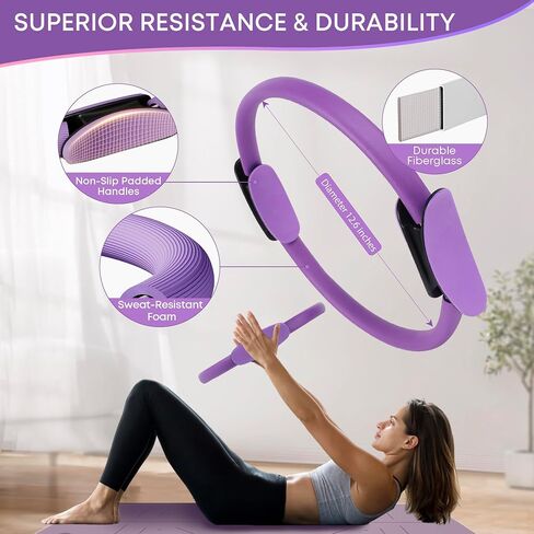 13 Pcs Pilates Essentials Kit for Women, Home Workout Equipment Set with 9.8" Ball, Magic Circle, Accessories, Perfect for Beginners to Toning & Fitness, Pink in Saudi Arabia