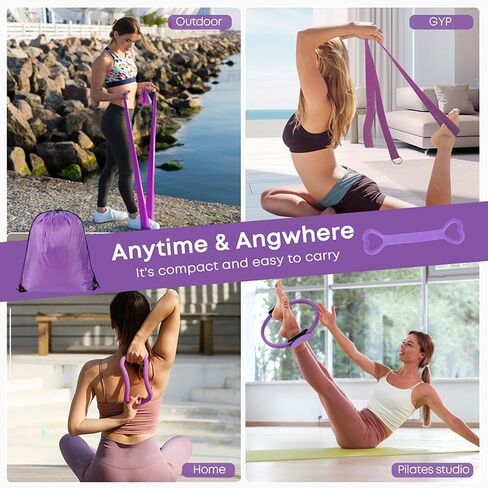 13 Pcs Pilates Essentials Kit for Women, Home Workout Equipment Set with 9.8" Ball, Magic Circle, Accessories, Perfect for Beginners to Toning & Fitness, Pink in Saudi Arabia