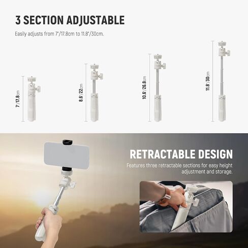 Neewer Basic Selfie Stick Trans Tripod for DSLR Action Camera Webcam ، Mini Vlogging Video Desk Stand Accessories متوافقة مع GoPro Hero 13 12 Insta360 DJI Osmo Action 5 Pro Akaso Ek7000 Brave 4 7 ، TP46 in Kuwait