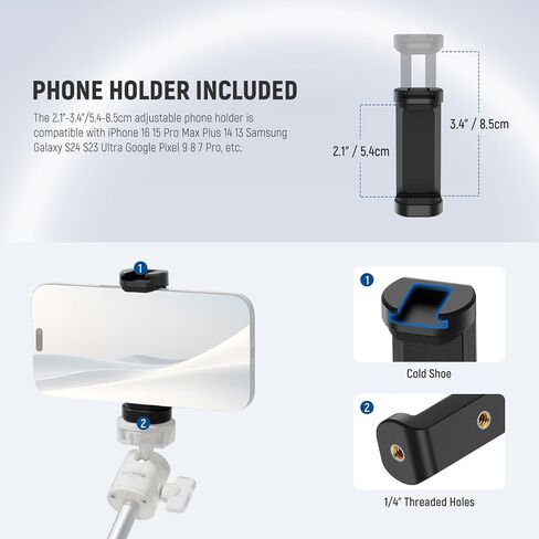 Neewer Basic Selfie Stick Trans Tripod for DSLR Action Camera Webcam ، Mini Vlogging Video Desk Stand Accessories متوافقة مع GoPro Hero 13 12 Insta360 DJI Osmo Action 5 Pro Akaso Ek7000 Brave 4 7 ، TP46 in Kuwait