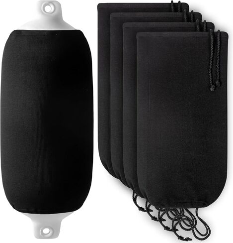 Boat Fender Covers | 2 & 4 Packs |Size: 8″ x 22″, 10″ x 26″ |Black & Navy Blue | Fender Covers for Twin Eye & Center Rope Tube Style Fender，Polyester (Boat Fender Not Included) in Saudi Arabia