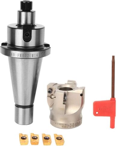 Face Mill Cutter NT40-FMB22 Indexable End Mill Collet Chuck Holder with APMT1604 Milling Inserts and Wrench(4PCS Milling Inserts) in Saudi Arabia