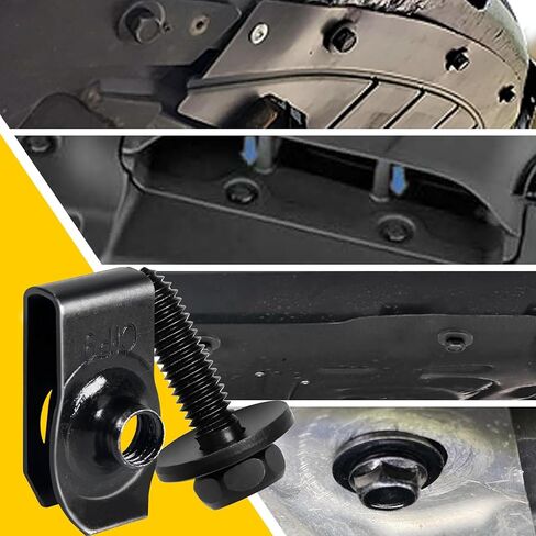 50 PCS Hardeners 25 Bolts & 25 U-Nut Clips for Fender ، Wover Cover Plashshield ، Pumper Clasiator ، Hood Shield Panel M6 in Saudi Arabia