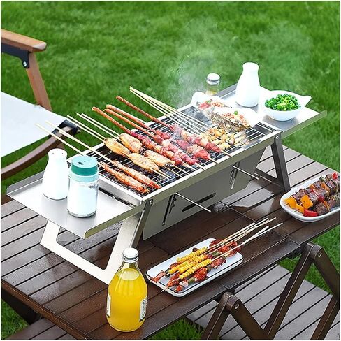 Barbecue Grills Small Folding Stainless Steel Lightweight Removable Washable Easy Carrying Grills Outdoor Camping Backyard(Simple) in Saudi Arabia
