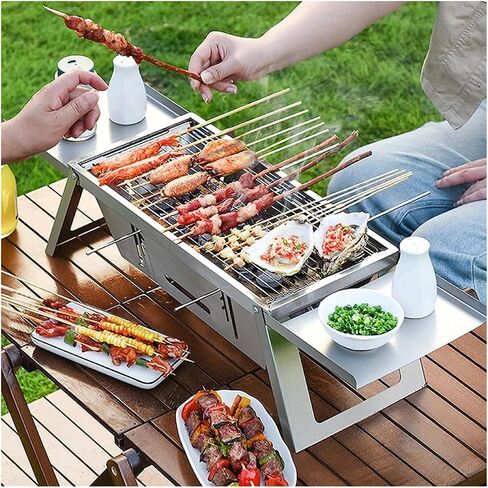 Barbecue Grills Small Folding Stainless Steel Lightweight Removable Washable Easy Carrying Grills Outdoor Camping Backyard(Simple) in Saudi Arabia