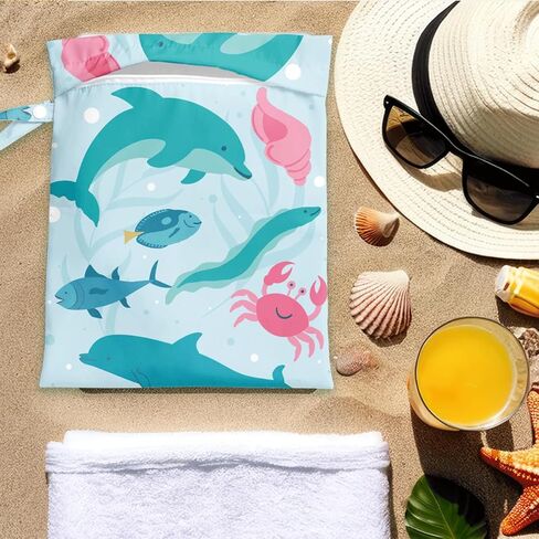 Wet Bag for Swimsuit Pool Travel Baby Cloth Diapers Dirty Yoga Gym Clothes Beach Bags Summer Gifts for Women Men Beach Vacation Essentials Costal Waterproof Wet Dry Bag Travel Laundry Bags in Kuwait