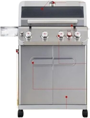 Outdoor Barbecue Stainless Steel 4 Burner Fit For GAS Grill, Patio Garden Barbecue Grill With Side Burner And Knob C in Saudi Arabia