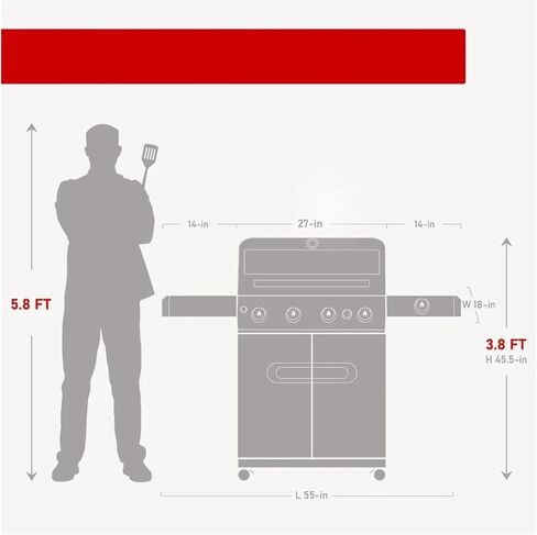 Outdoor Barbecue Stainless Steel 4 Burner Fit For GAS Grill, Patio Garden Barbecue Grill With Side Burner And Knob C in Saudi Arabia