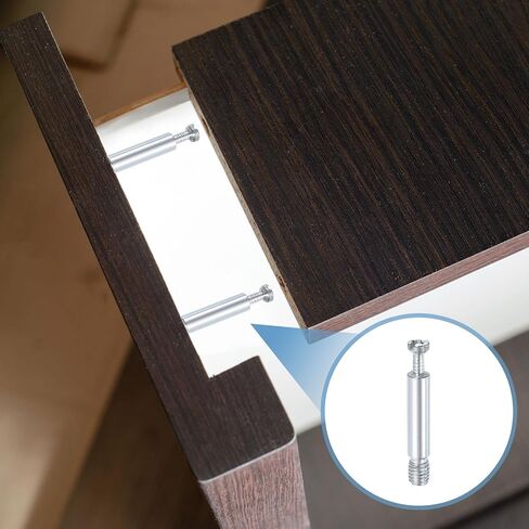 uxcell 20Pcs 35mm Furniture Connecting Fittings, Thread Bolts Dowels Screws, Metal Dowel Fitting Fasteners for Cabinet Drawer and Wardrobe Furniture, Silver in Saudi Arabia
