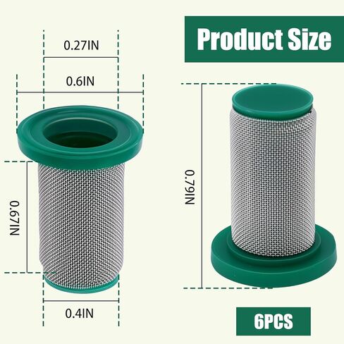 مصفاة 8079-PP-100 برشات البخاخ ، لنصائح فوهة الرش الزراعية ، 100 شاشات شبكة من الفولاذ المقاوم للصدأ (حزمة 6) in Kuwait