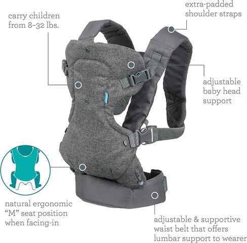 Infantino Flip 4-in-1 Convertible Baby Carrier, Adjustable, Ergonomic Babywearing, Registry Essential, Baby Carrier for Newborn to Toddler, Plaid in Saudi Arabia