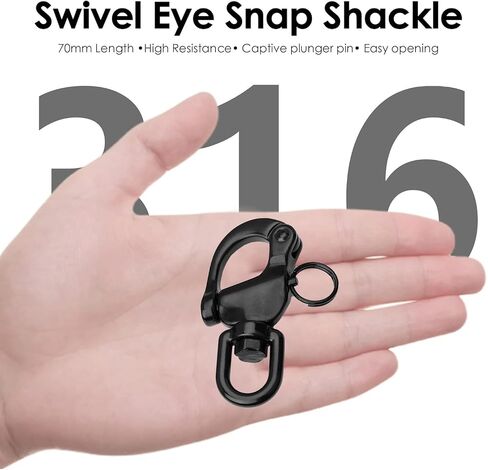 Black Snap Shackle 316 Stainless Steel Swivel Shackle Sailing Halyard, Quick Release Snap Hook Boat Shackles Sailboat Hardware for Sailing Rigging Shackles in Kuwait