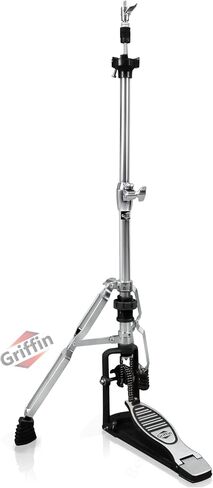 GRIFFIN 2 Leg Hi-Hat Stand (QuickAction X Series) – For Heavy Duty Cymbals, Double Braced Chrome Base Converts to No-Leg Mount for Drummers with Drum Key in Saudi Arabia