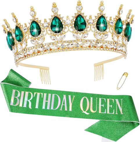 Rose Gold Birthday Queen Sash and Crown - Happy Birthday Headband Tiara for Adult Women in Saudi Arabia