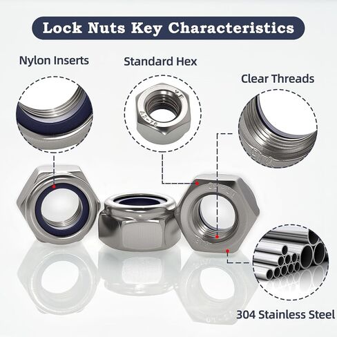 طقم تشويش إدراج Nylon Insert (310 PCS) ، M3 M4 M5 M6 M8 M10 M12 METRIC 304 NUTS FESTER BOSS ، خيط قياسي وتصميم مضاد للهواء للآلات/السيارات/البحرية/الإلكترونيات/إلكترونيات in Saudi Arabia