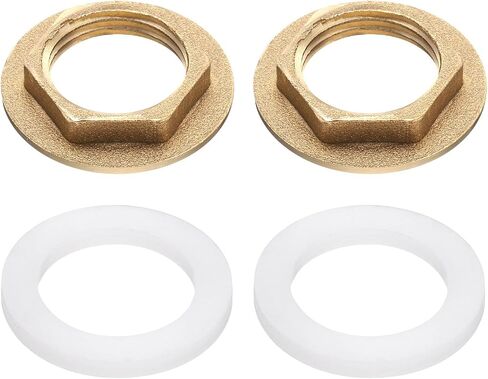 uxcell 2pcs قفل القفل المكسرات تركيب أنبوب ، 1 بوصة BSP قفل سداسي ، شفة الحافة صنبور الحنفية مع غسالة السيليكون لحوض المطبخ بالوعة in Saudi Arabia