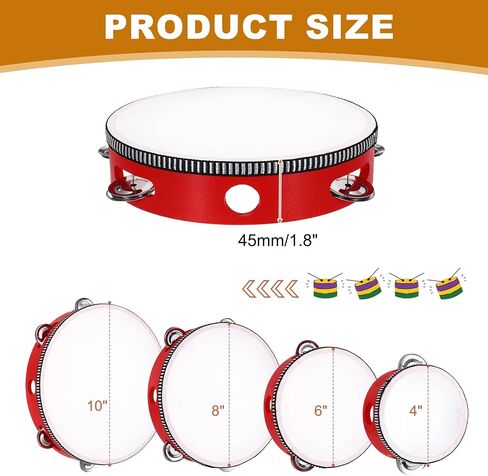 meccanixity 1 PCS الدف الطبول 8 بوصة الخشب يدوية محتجزة الدف واحد صف واحد معدني jingle sterm strum strument for adults church cust in Kuwait
