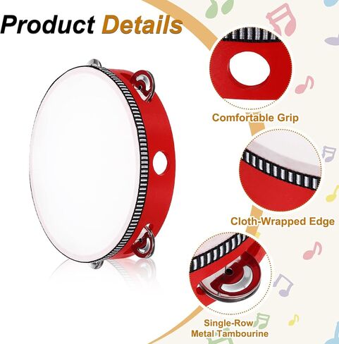 meccanixity 1 PCS الدف الطبول 8 بوصة الخشب يدوية محتجزة الدف واحد صف واحد معدني jingle sterm strum strument for adults church cust in Kuwait